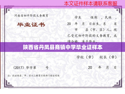 陕西省丹凤县商镇中学毕业证样本